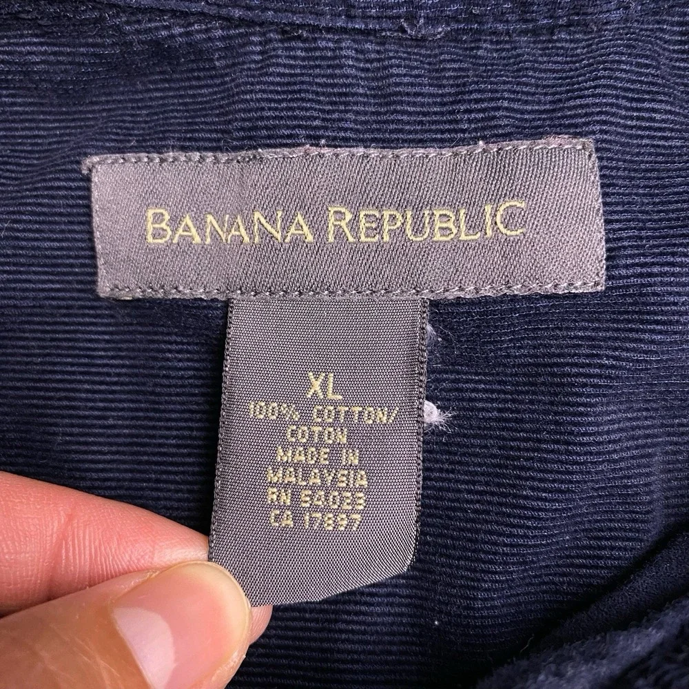 Y2K Banana Republic Shirt XL Mens L/S Button Down Corduroy Dark Navy VGUC